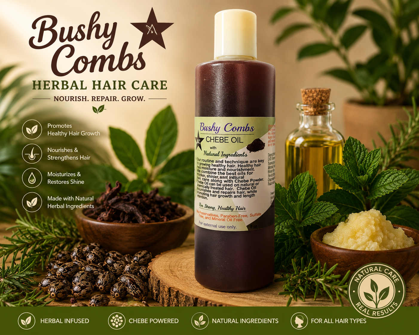 Bushy Combs Chebe Oil- FREE SAMPLES INCLUDED