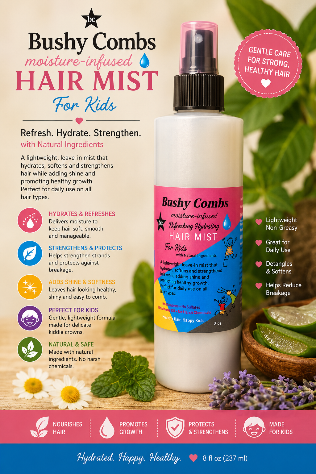 Bushy Combs Hydrating/Detangling Mist
