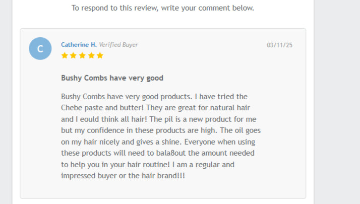 Bushy Combs Chebe Butter- FREE SAMPLES INCLUDED